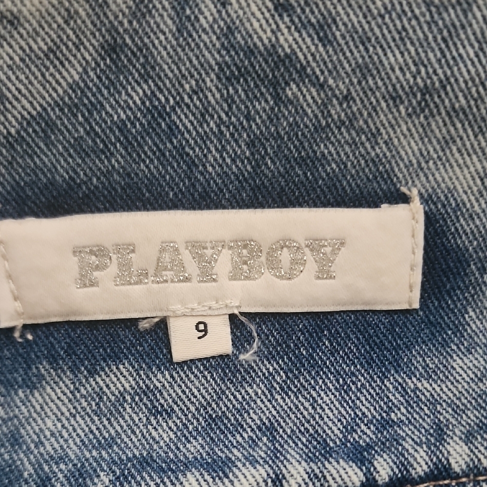 Playboy Y2K Denim Mini Skirt Bow Detail Logo Patch NWT Size 9 - Picture 5 of 8